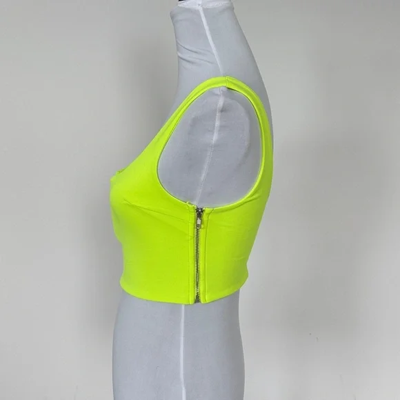 Vibrant Lime Green Crop Top Sz SM - Picture 3 of 4
